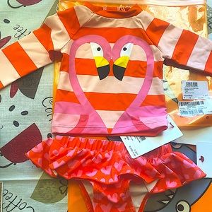 Stella McCartney Kids 2 Piece Flamingo Swimwear 6 Months